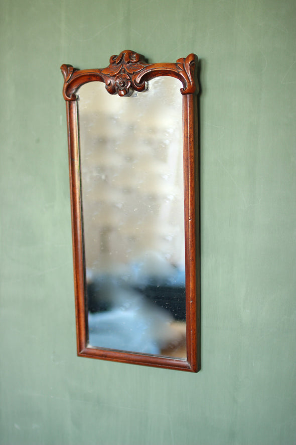 19th Century Small Carved Fruitwood Antique Mirror