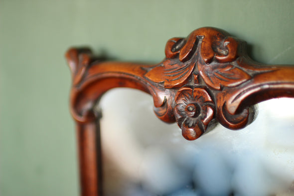 19th Century Small Carved Fruitwood Antique Mirror