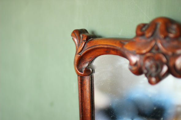 19th Century Small Carved Fruitwood Antique Mirror