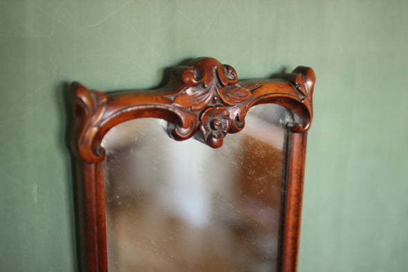 19th Century Small Carved Fruitwood Antique Mirror