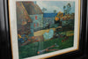 French print of Gauguin’s A Blue Roof (Farm in Pouldu) 1890 in exquisite early 20th century black lacquer frame.  Fully cleaned and restored with new gilt slip, glass &amp; hanging hardware.&nbsp;