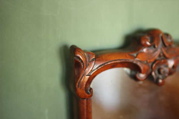 19th Century Small Carved Fruitwood Antique Mirror