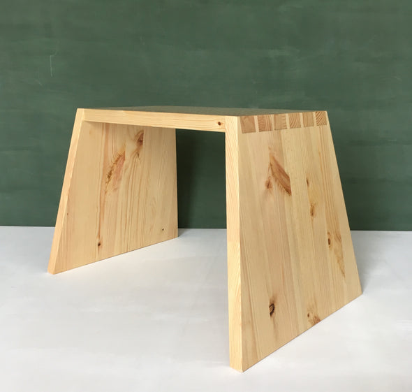 This step-stool is made from 3 pieces of southern yellow pine joined with 12 hand-cut angled dovetail joints. This makes for a very light but extremely strong stool.  Also available in cherry or oak.&nbsp;  H320mm&nbsp; W502mm&nbsp;  Depth at top 222mm&nbsp; Depth at bottom 336mm  Irish craft handmade in Dublin, Ireland for Gallery33