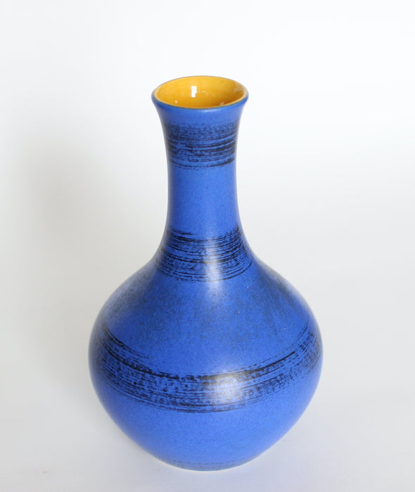 Blue Vase with yellow interior Pop  Mid-Century West German vase  Perfect condition  W130 x H205mm