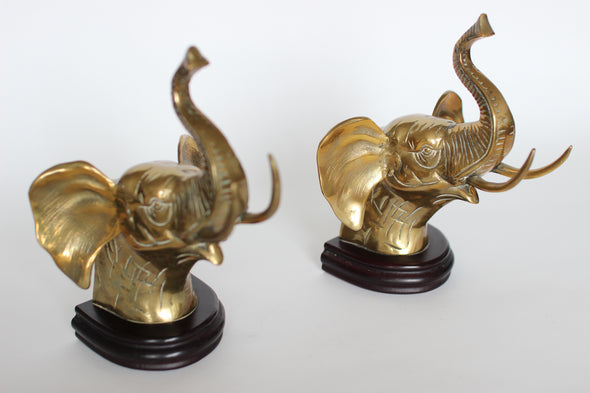 Brass & Ebonised Wood Bookends