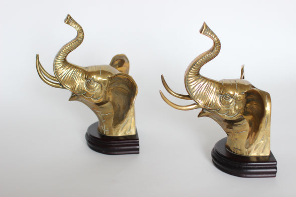 Brass & Ebonised Wood Bookends