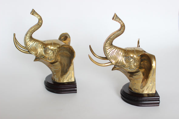 Brass & Ebonised Wood Bookends