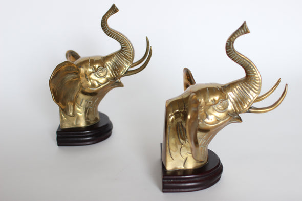 Brass & Ebonised Wood Bookends