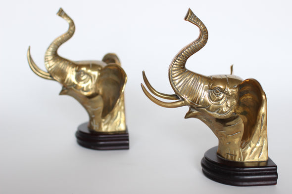 Brass & Ebonised Wood Bookends