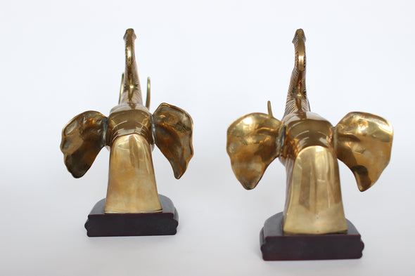 Brass & Ebonised Wood Bookends