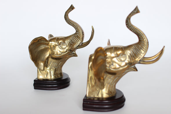 Brass & Ebonised Wood Bookends