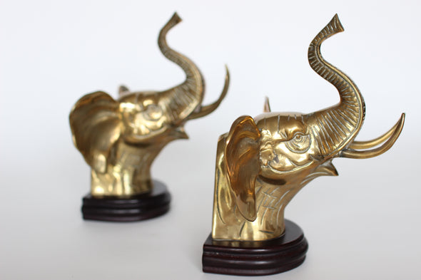 Brass & Ebonised Wood Bookends