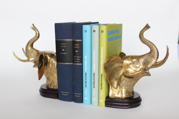 Brass & Ebonised Wood Bookends