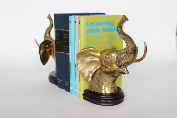 Brass & Ebonised Wood Bookends