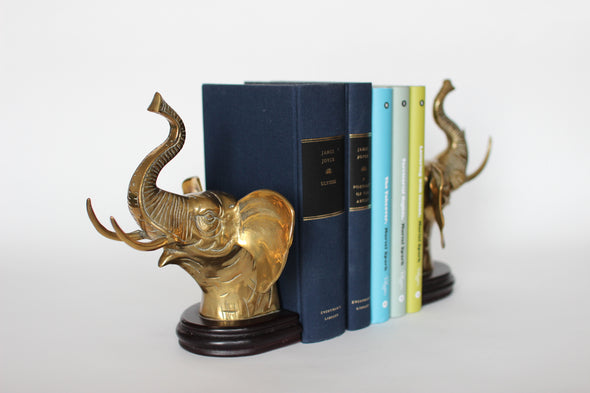 Brass & Ebonised Wood Bookends