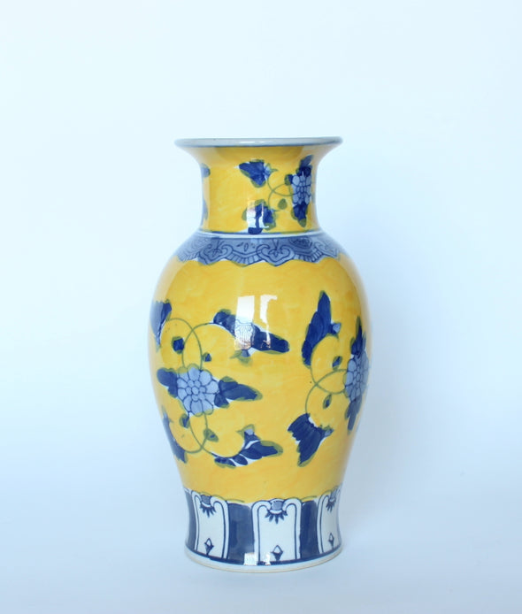 Blue & Yellow Floral Vase