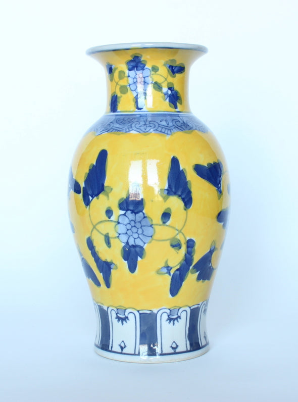 Blue & Yellow Floral Vase