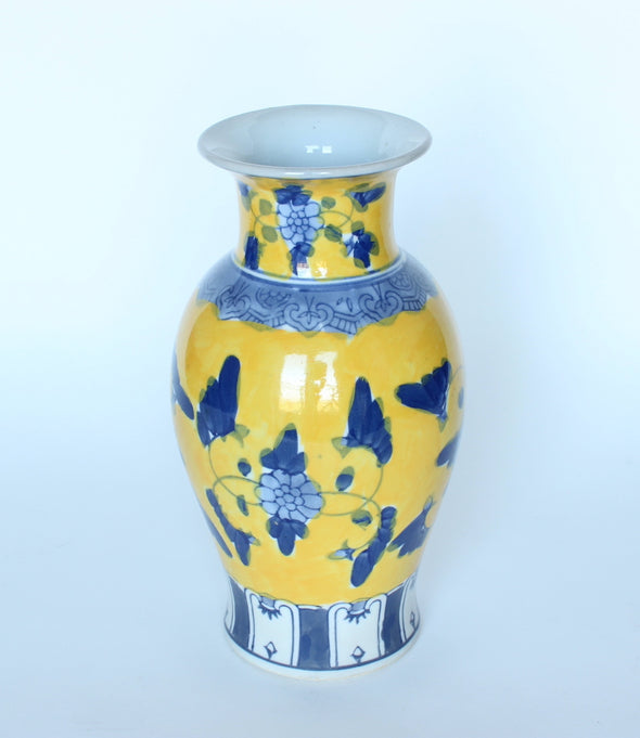 Blue & Yellow Floral Vase