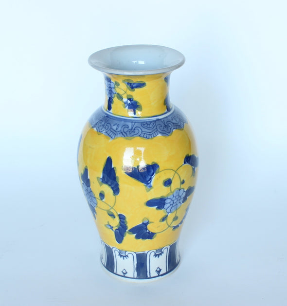 Blue & Yellow Floral Vase