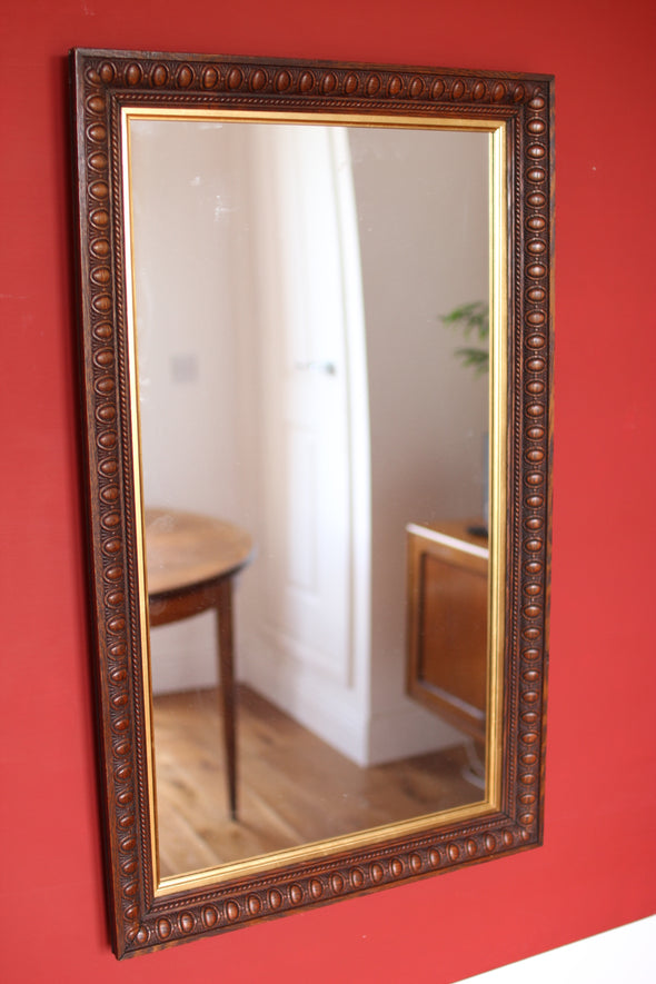 Edwardian Oak Mirror with Thumbnail Carving