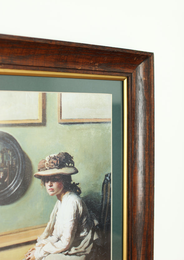 The Mirror by William Orpen 1900 in a fully restored oak frame from the same period with a new real-gilt slip, new glass, hanging hardware and a beeswax finish.