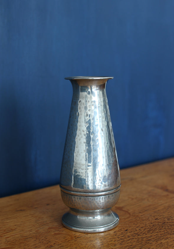 Robust, bright pewter vase requiring some spring flowers.  Height 190mm / Max Diameter 85mm