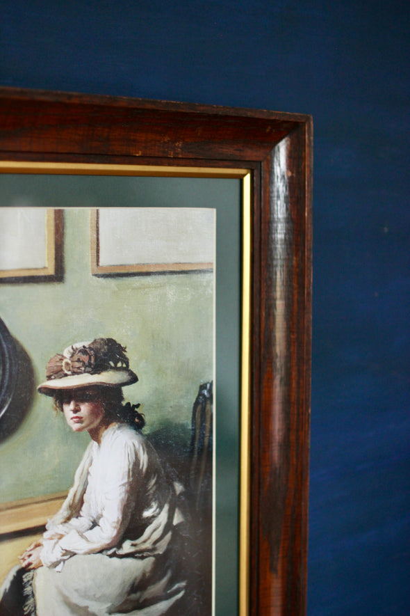 The Mirror by William Orpen 1900 in a fully restored oak frame from the same period with a new real-gilt slip, new glass, hanging hardware and a beeswax finish.