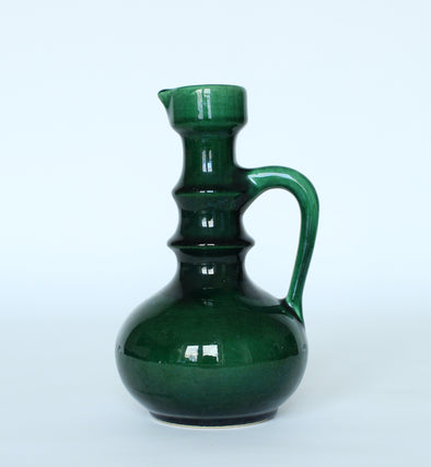 Small Glossy Green West German Ewer  Perfect condition  Height 205mm /&nbsp; Max Diameter 125mm  ceramics, pottery, vases